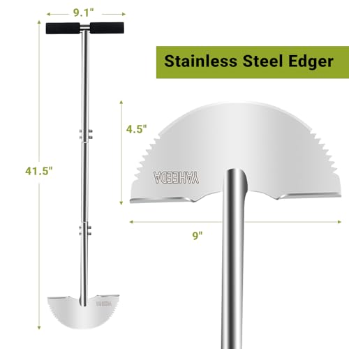 Lawn Edger Tool, 38-Inch Long Stainless Steel Handle Lawn Edger,Half Moon Blade with D-Grip for Garden Boarder,Grass, Sidewalk, Yard