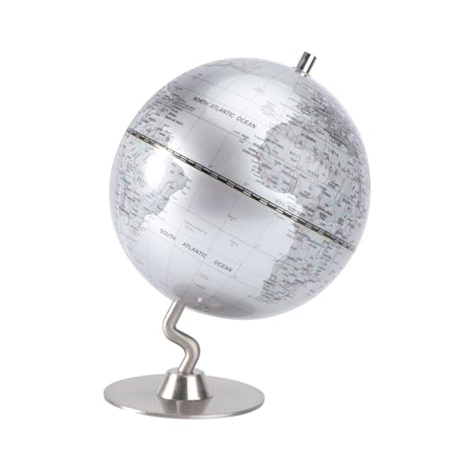 LIOOBO 1pc Retro High Definition Globe with Stand Educational World Map for Teaching for Home Office Classroom Decoration Students Silver
