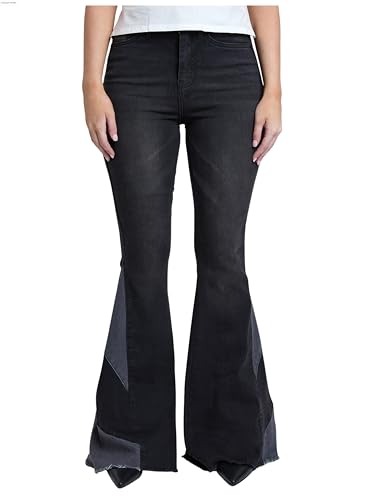 YMI Women's High Rise Gigi Flare Jean with Block Panel