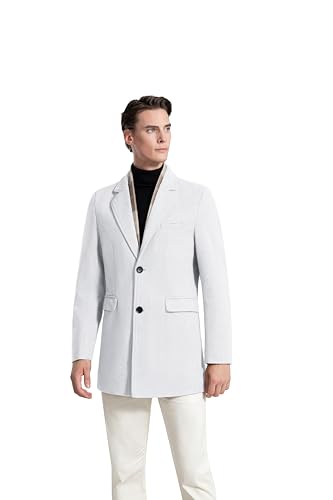 INVACHI Men's Casual Trench Coat with Detachable Scarfs Notched Collar Single Breasted Overcoat4