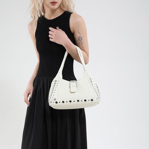 Studded Purses for Women Y2K Shoulder Bag Trendy Punk Purse Faux Leather Hobo Bags 90s Tote Handbag3