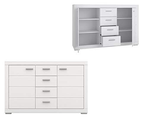 Schlafzimmer Set Snow Bettgestelle Nachttisch Sideboard Kleiderschrank (Mit Lattenrost) – Bild 4