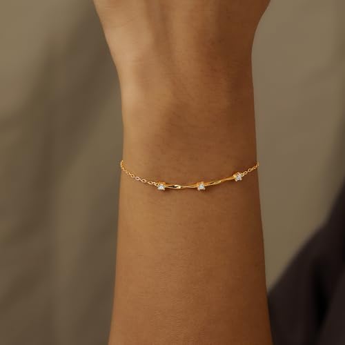 LOVECOM Mobius Infinity Birthstone Charm Link Bracelet for Women 925 Sterling Silver CZ Twisted Bracelet Gold Adjuatable Friendship Sister Daughter Bracelet Christmas Jewelry Gifts for Girlfriend3