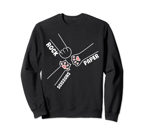 Tijeras de papel de roca lindas patas de gato juego de mano para amantes de las mascotas Sudadera