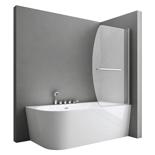 doporro Duschwand für Badewanne Badewannenaufsatz 90x140cm Duschabtrennung 6mm ESG-Sicherheitsglas inkl. NANO-Beschichtung Badewannenfaltwand