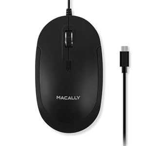 Macally Wired USB C Mouse for Mac and PC – Slim, Quiet, and Reliable – 4 DPI Mode Type C for Laptop, MacBook Pro/Air, iMac – Wired Mice USBC
