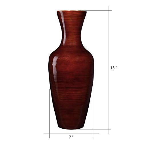 Villacera 83-DEC7057 Handcrafted 18 Tall Brown Bamboo Vase Decorative Jar Vase thumb #2