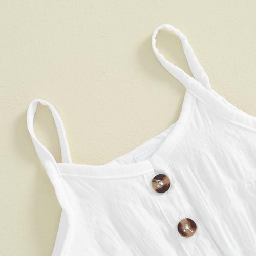Toddler Little Girl Summer Dress Solid Color Spaghetti Straps V-Neck Dresses Kids Front Button A-Line Dress3