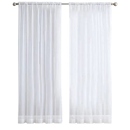 Anneth 4 paneles blancos visillos 84 pulgadas de varilla de bolsillo tratamiento de ventana velo cortinas para dormitorio sala de estar