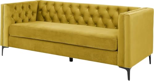 Image of Chesterfield Traditional 3 Seater Luxury Sofa Loving Sofa Button Tufted for Living Room, Guest Room, Bedroom, and Your Loving Space (Mustard)