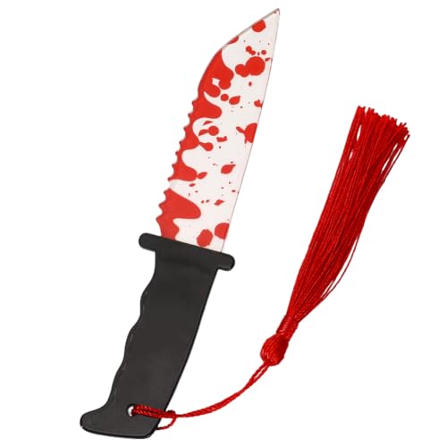 CRASPIRE Segnalibri di Halloween Segnalibri con Coltello e Schizzi di Sangue in Acrilico con Nappe per Scrittori Ufficiali Insegnanti Amici Amanti dei Libri Horror Inquietanti Gialli Idee Regalo