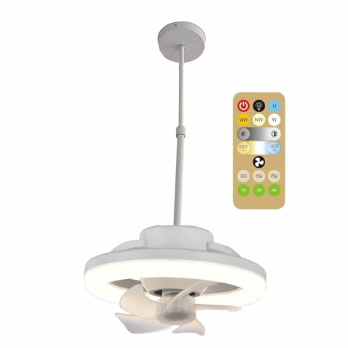 Ventilador de techo empotrado - Ventiladores de techo reversibles, Luminaria de ventilador de techo | Ventilador de techo Led con control remoto, 10.2 pulgadas, con mando a distancia, 3 velocidades