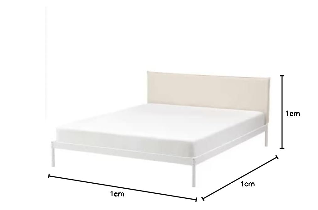 CHINPIN KLEPPSTAD Bed Frame, White/Vissle Beige (160x200 cm)