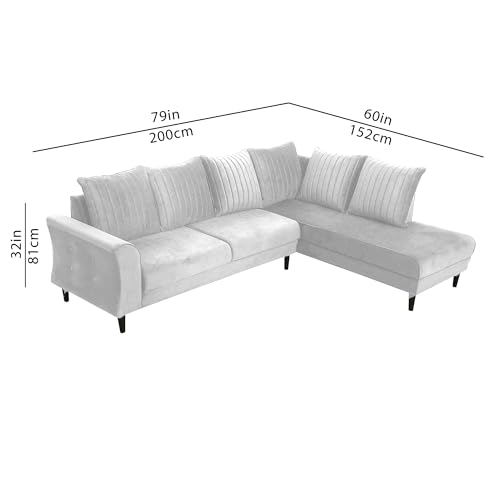 Image of Gratly RHS 4 Seater L Shape Sofa Set for Living Room (Grey Colour) Premium Fabric Sofa
