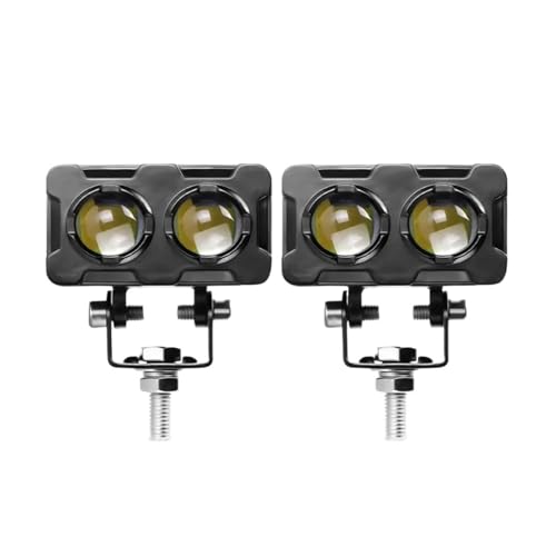 Feux additionnels moto LED 20W antibrouillard double couleur blanc jaune pour dirt bike