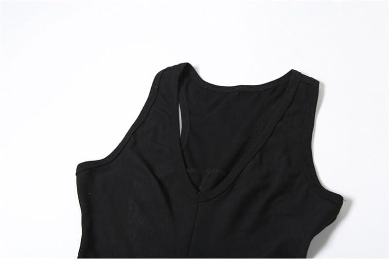 JSEIAJB Spring Women's Wear Color Slim Fit High Waist Dress Fashion V-Neck Sleeveless Dress