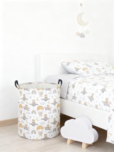 Image of Kids Laundry Hamper,Animal Laundry Basket Collapsible Bear Storage Baskets for Home Decor,Office,Home Organizer,(Airplane Bear