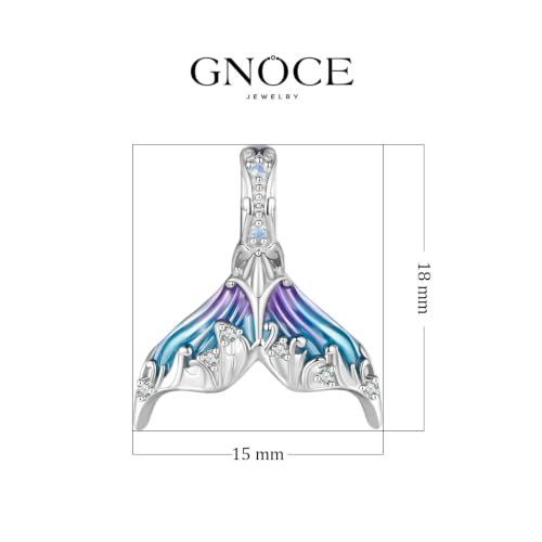 Image of GNOCE Little Mermaid Pendant Dangle Charm for Her, S925 Sterling Silver Tear Drop Pearl Bead Charms for Women Wife, Valentine's Day, Mother's Day Hand‑Finished Keepsake Jewelry Gift