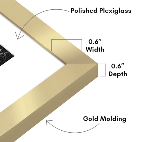 Americanflat 16x20 Picture Frame with Polished Plexiglass - Set of 2 - Use as 11x14 Frame with Mat or Display 16x20 Photo Without Mat - Galleria Collection - Picture Frames for Wall Display - Gold