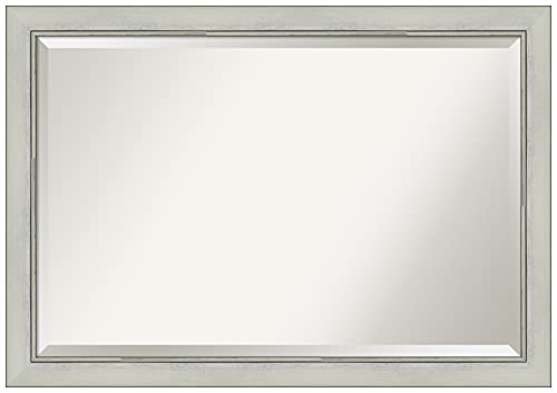 Image of Amanti Art Silver Bathroom Mirror for Over Sink, 28x40 Flair Silver Patina Rectangle Vanity Mirror, Large Traditional Frame, Hangs Horizonally and Vertically, Bathroom Wall Decor, Beveled Edge