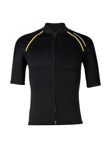Men 1.5mm Neoprene Wetsuit Front Zipper Diving Shirt Short Sleeve Swim Tops Beach Surfing Suit