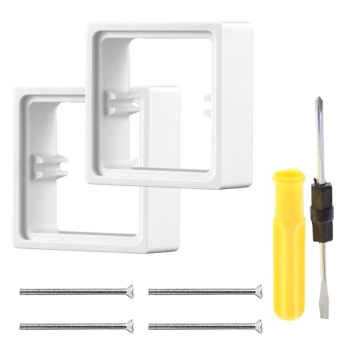 2 white Light Switch Spacer 2cm (with 4 5cm screws)+4-Inch Dual-Purpose Screwdriver, Electrical Socket Spacer, ABS Electrical Outlet Extender Box for DIY & Renovation