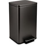 SIMPLI-Magic 13.2 Gallon (50L) Step Trash Can – Kitchen Garbage Can with Slow-Close Lid – Odor Control, Hands-Free, Easy to Clean, Brushed Stainless Steel