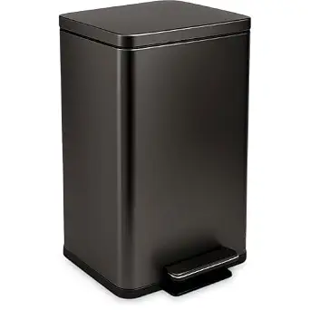 Simpli-Magic 13.2 Gallon (50L) Step Trash Can – Kitchen Garbage Can with Slow-Close Lid – Odor Control, Hands-Free, Easy to Clean, Brushed Stainless Steel