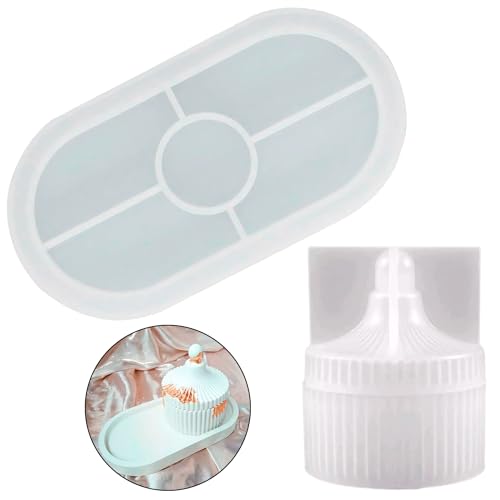 Kit Molde Silicone Porta Joia E Bandeja Oval Cimento Gesso