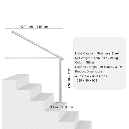Main courante 100cm pour escalier extérieur kit garde-corps noir - 3