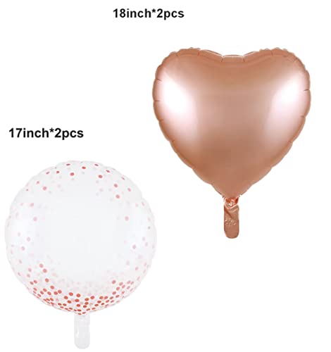 Image of Crown Balloons Pack Of 5 Foil Mylar Helium Balloons For Quinceanera Party Decorations in Rose Gold, Clear Rose Gold Dot