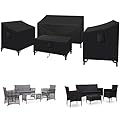 Kovshuiwe Patio Furniture Covers,4-Piece Outdoor Veranda Patio Garden Furniture Covers Set Waterproof - Upgraded 420D Heavy Duty Oxford Fabric Rattan Furniture Cover for Chair Sofa(Black)