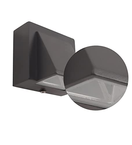 Image of SAH Led Metal Outdoor Wall Light, Black, Waterproof, Warm White for Entryway, Gardens, Pathways, Vanity, Pool Side, Outdoor Stairs and Walls (Modern, 2) (Down, Pack of 1)