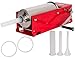 Beeketal 'MTH05' Profi Gastro Wurstfüllmaschine (5 Liter/horizontal) SGS-geprüft, Wurstfüller mit 2 Gang Vollmetall-Getriebe und Handkurbel, Gehäuse aus Stahl (rot lackiert), inkl. 4 Fülltüllen