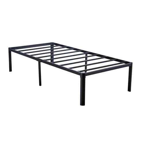 Home Source Heavy Duty Metal Bed Frame, Slatted Support Platform Design, Bedroom Furniture, Black, 3ft Single