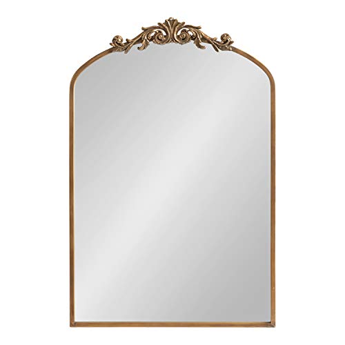 Image of Kate and Laurel Arendahl Traditional Arch Mirror, 24 x 36, Antique Gold, Baroque Inspired Wall Decor