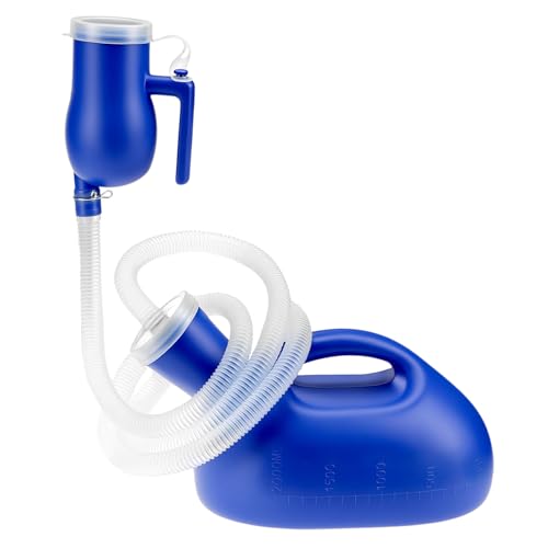 QWORK® Bottiglie per orinatoi da uomo, orinatoio portatile maschili, Con tubo da 1.6 m, 2000 ml, Per viaggi, Ospedale