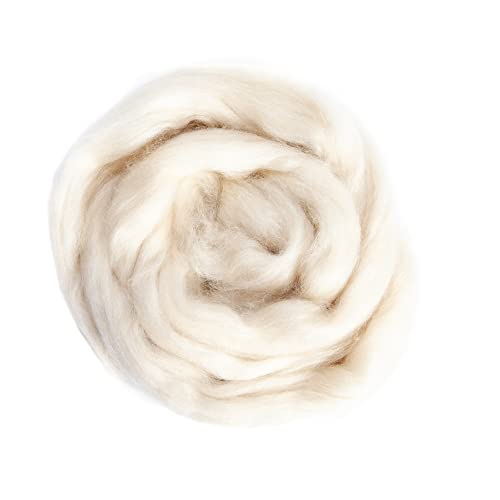 Image of 100% Natural Mongolian Cashmere Wool Top Sliver, Undyed Cream Color, 1 OZ Size, Best for Spinning, Tapestry, Needle Felting, Wet Felting, 13 Micron