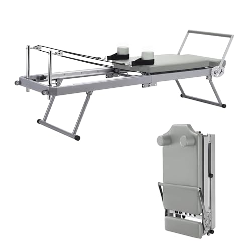 ZENOVA Pilates Reformer Foldable Pilates Machine & Equipment for Home Workout Cardio Fitness Rebounder Up to 300 lbs Weight Capacity