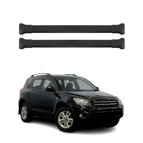 NYSQOFMB Toit Barres Transversales Coque De Protection D'extrémité De Rails De Galerie De Toit Pour Toyota Pour RAV4 2006-2010 2011 2012 Accessoires De Voiture Noir 4 Pièces Roof Rack Cross Bars