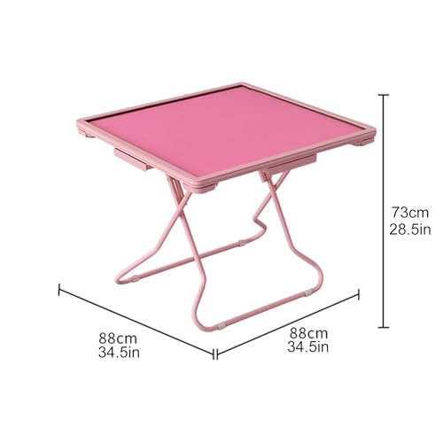 Mesa plegable de Mahjong 35" color rosa con portavasos y cajones miniatura 2