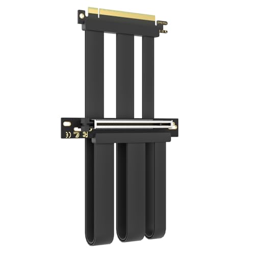 Image of GLOTRENDS 300mm PCIe 5.0 Riser Cable for RTX5090 RTX4090 RX9070 RX7900, Compatible with PCIe 5.0 /4.0 GPUs, 90 Degree Right Angle for Vertical GPU Mount