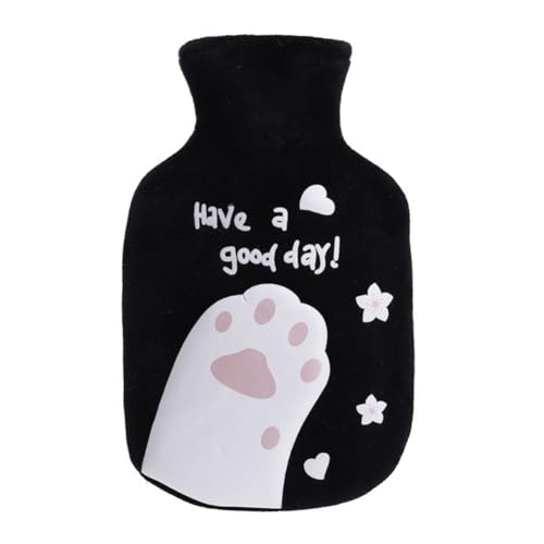 Winter Warm Hot Water Bag, 350ML Hot Water Bottle with Cover, Hot Water Bag for Menstrual Cramps, Neck and Shoulder Pain Relief, Hot and Cold Therapies, Hand Feet Warmer (Type 4 Black)