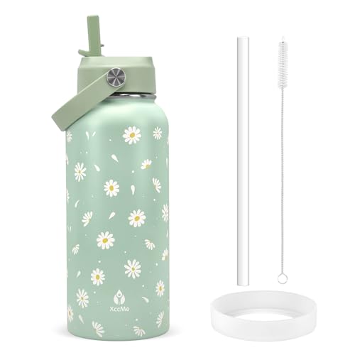 Botella de Agua Aislada de 32oz XccMe con Diseño Green Daisy y Sorbete