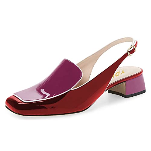 Image of YDN Women Closed Square Toe Block Low Heels Slingback Formal Loafer Dressy Shoes Office Lady Pump Size 4-15 US