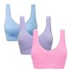 Vermilion Bird Women’s 3 Pack Seamless Comfortable Sports Bra with Removable Pads