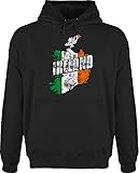 Shirtracer Länder Fahnen und Flaggen - Ireland Umriss Vintage - XL - Schwarz - Vintage Pullover - JH001 - Herren Hoodie und Kapuzenpullover für Männer