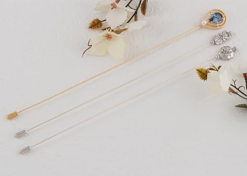 Image of Alilang Antique Vintage Hat Pin Classic Long Handle Geometric Hatpin Stick Lapel Pins for Women, Men, Pack of 2 /3