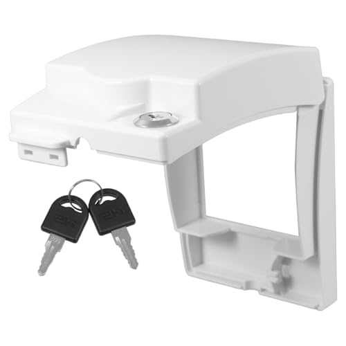 BESPORTBLE Scatola di presa elettrica impermeabile per bagno e cucina, in plastica bianca, con serratura, protezione di sicurezza a prova di bambino, per camera da letto e uso esterno