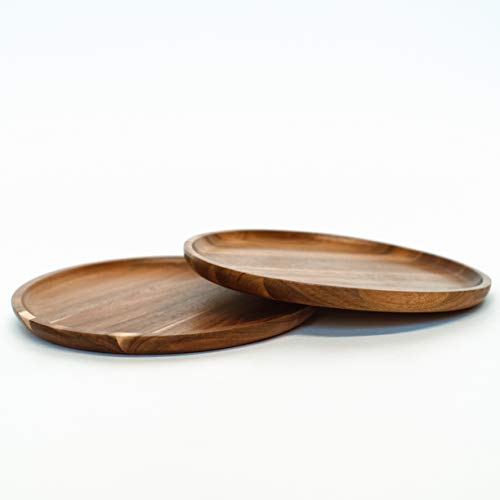 GN Wooden Acacia Dinner Plates 11 Inch Round Easy Clean Dinnerware / Charger Set - Image 3